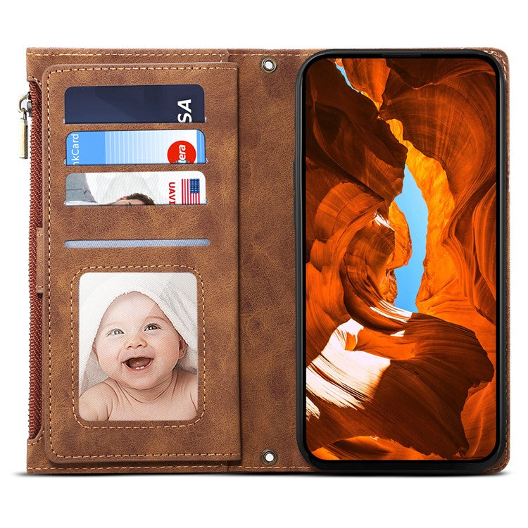 ESEBLE Star Series For Motorola Edge 60 Fusion 5G Case Zipper Wallet Leather Stand Phone Cover - Brown
