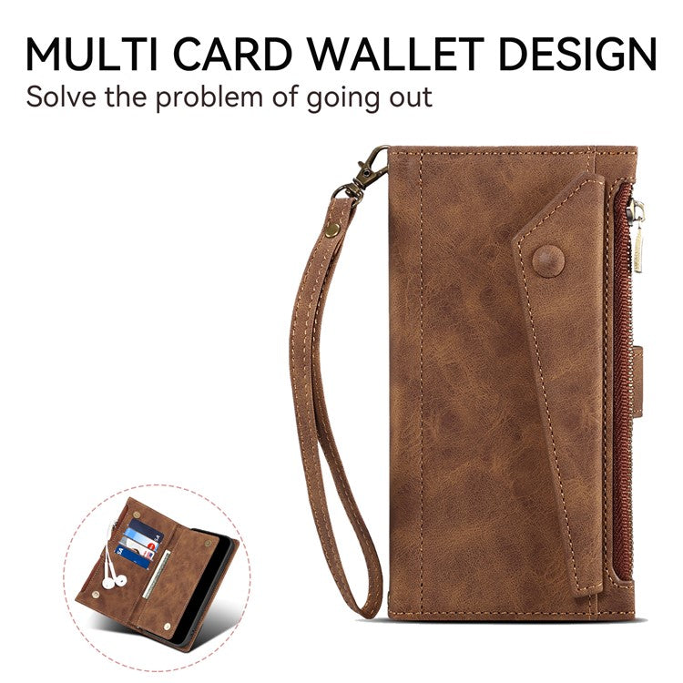 ESEBLE Star Series For Motorola Edge 60 Fusion 5G Case Zipper Wallet Leather Stand Phone Cover - Brown