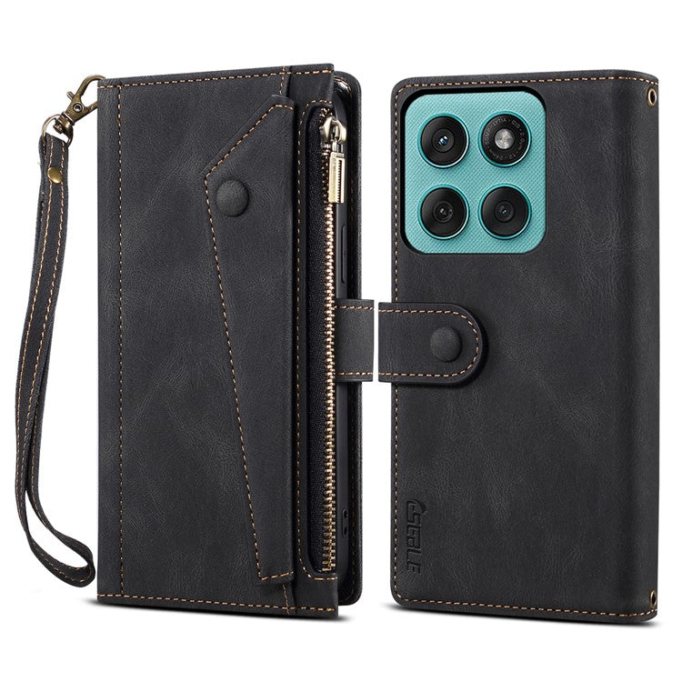 ESEBLE Star Series For Motorola Edge 60 Fusion 5G Case Zipper Wallet Leather Stand Phone Cover - Black