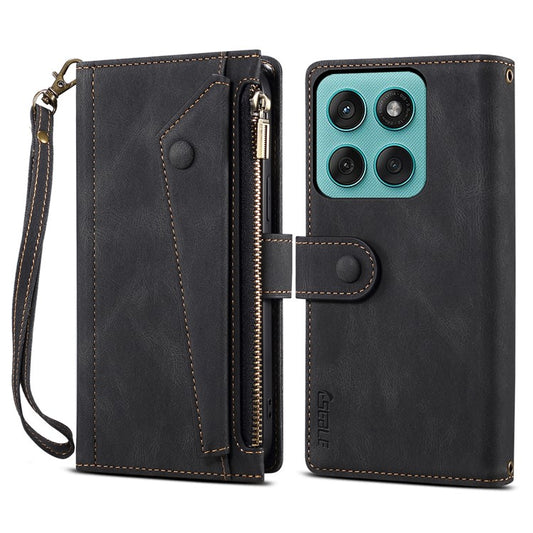 ESEBLE Star Series For Motorola Edge 60 Fusion 5G Case Zipper Wallet Leather Stand Phone Cover - Black
