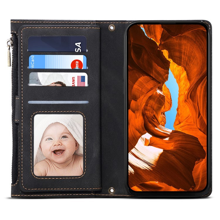 ESEBLE Star Series For Motorola Edge 60 Fusion 5G Case Zipper Wallet Leather Stand Phone Cover - Black