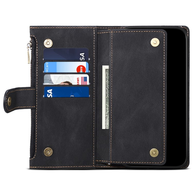 ESEBLE Star Series For Motorola Edge 60 Fusion 5G Case Zipper Wallet Leather Stand Phone Cover - Black