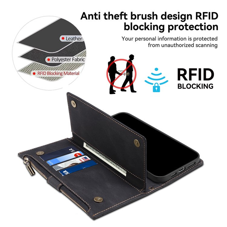 ESEBLE Star Series For Motorola Edge 60 Fusion 5G Case Zipper Wallet Leather Stand Phone Cover - Black