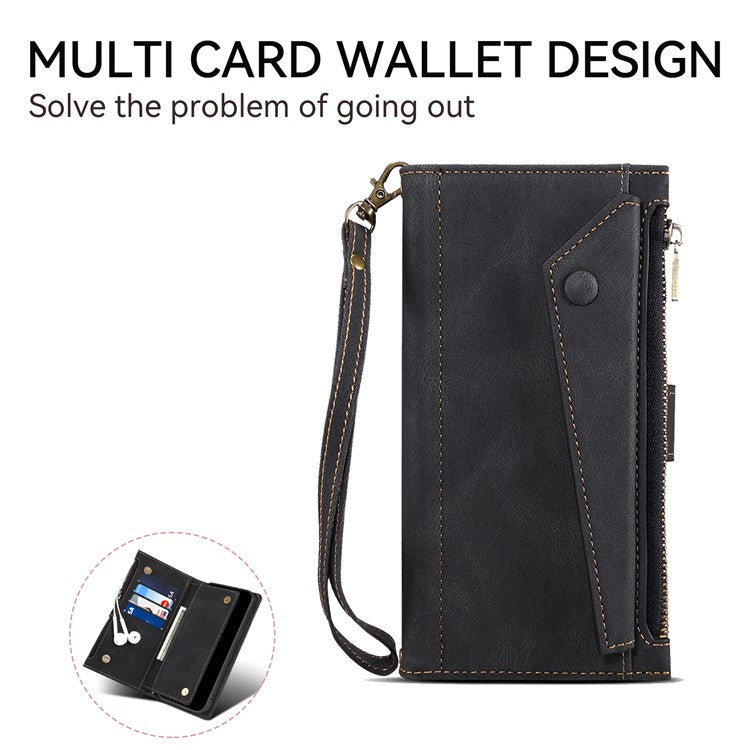 ESEBLE Star Series For Motorola Edge 60 Fusion 5G Case Zipper Wallet Leather Stand Phone Cover - Black