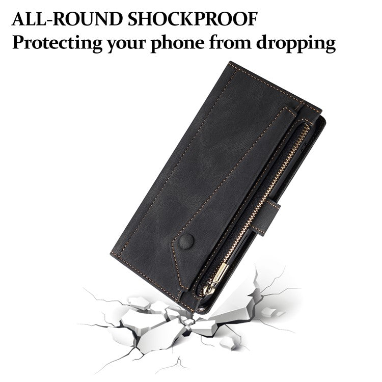 ESEBLE Star Series For Motorola Edge 60 Fusion 5G Case Zipper Wallet Leather Stand Phone Cover - Black