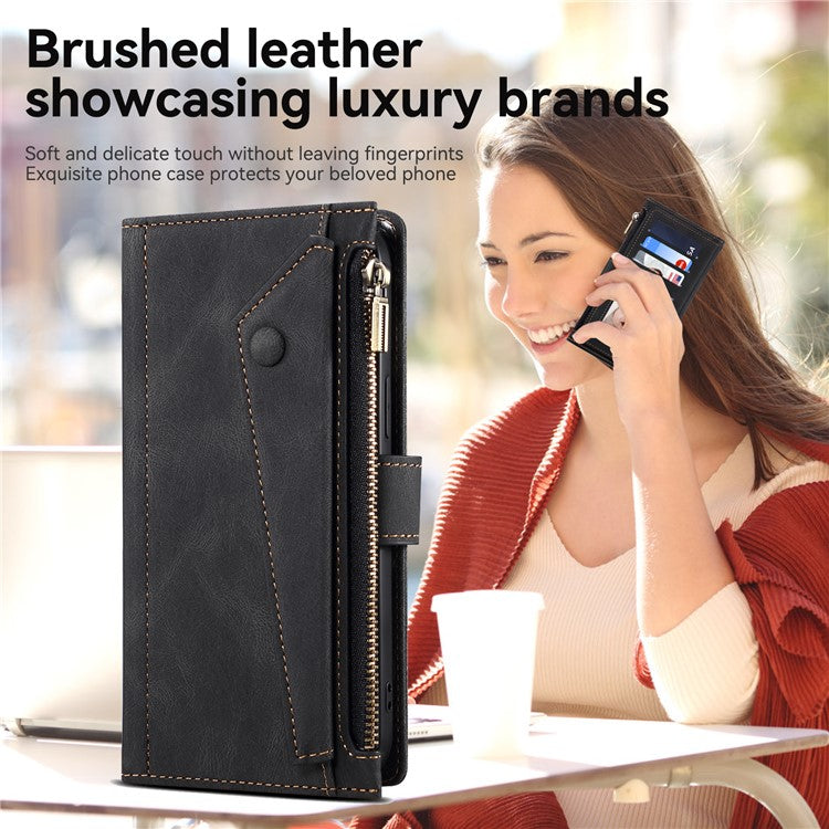ESEBLE Star Series For Motorola Edge 60 Fusion 5G Case Zipper Wallet Leather Stand Phone Cover - Black