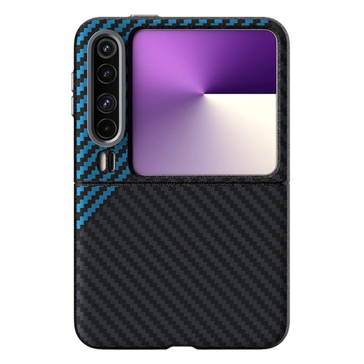 ABEEL For Huawei Pura X Case Carbon Fiber Texture Phone Back Cover with Metal Buttons - Black  /  Blue