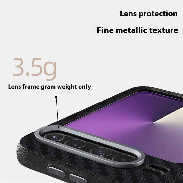 ABEEL For Huawei Pura X Case Carbon Fiber Texture Phone Back Cover with Metal Buttons - Black  /  Blue