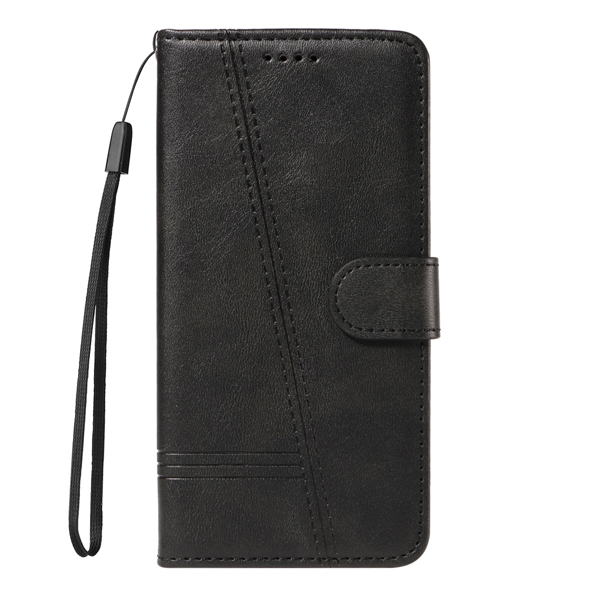 For Xiaomi Redmi A5 NFC (173.45*79.35*8.45mm) Wallet Case T-Shape Lines Leather Phone Cover Stand -  Black