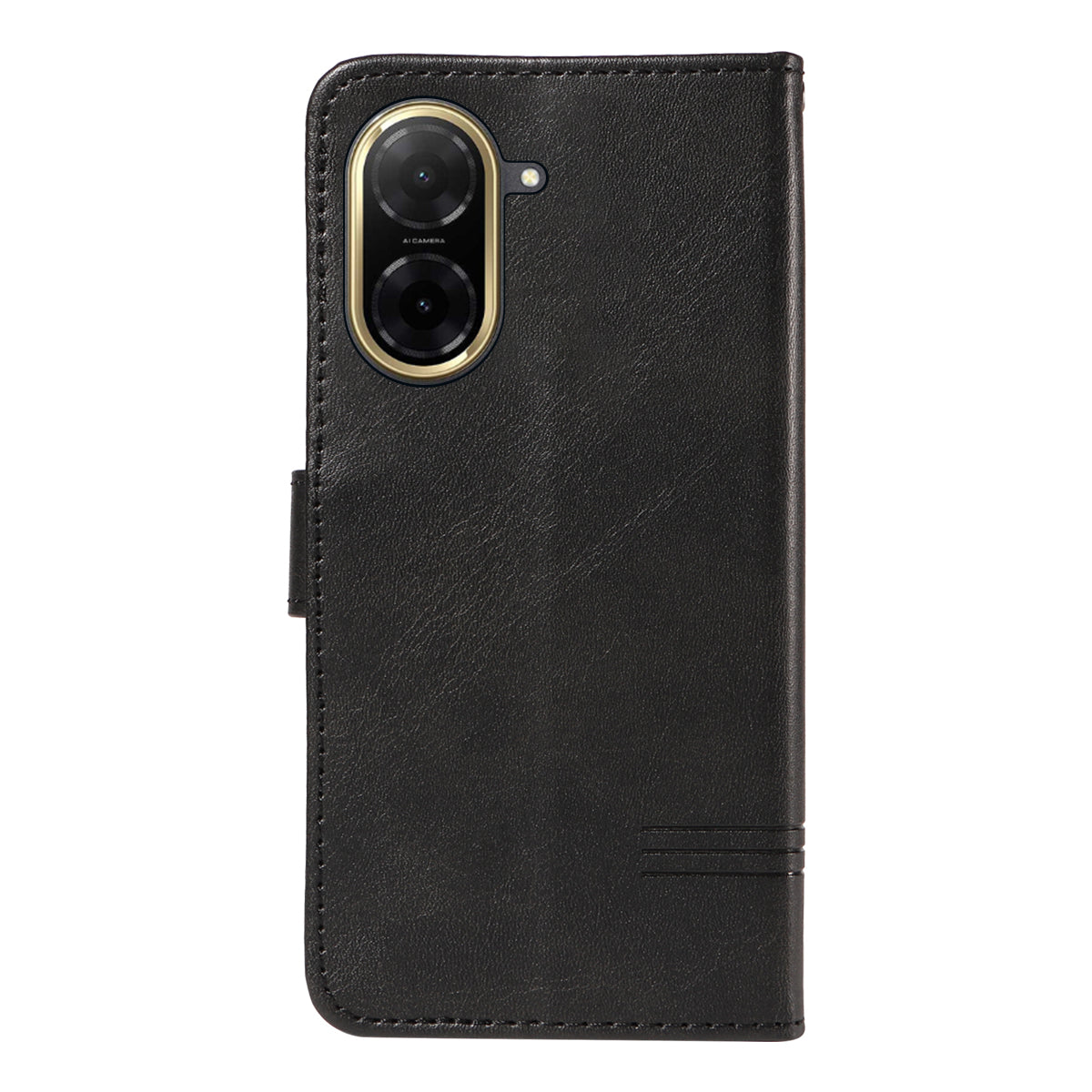 For Xiaomi Redmi A5 NFC (173.45*79.35*8.45mm) Wallet Case T-Shape Lines Leather Phone Cover Stand -  Black