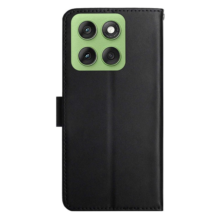 For Motorola Edge 60 5G Case Genuine Cow Leather Phone Cover Nappa Texture - Black