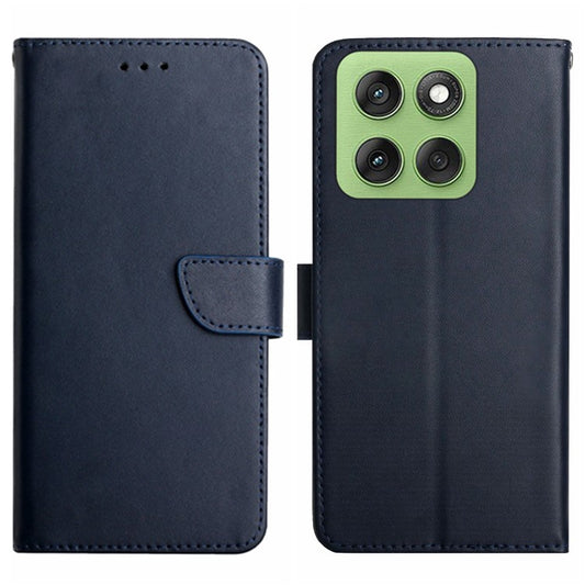 For Motorola Edge 60 5G Case Genuine Cow Leather Phone Cover Nappa Texture - Blue