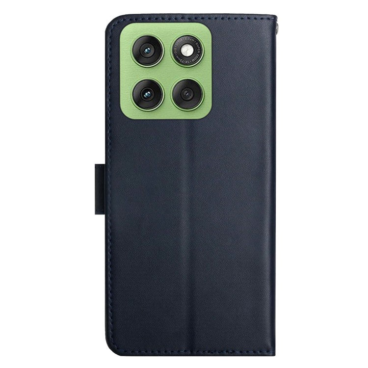 For Motorola Edge 60 5G Case Genuine Cow Leather Phone Cover Nappa Texture - Blue