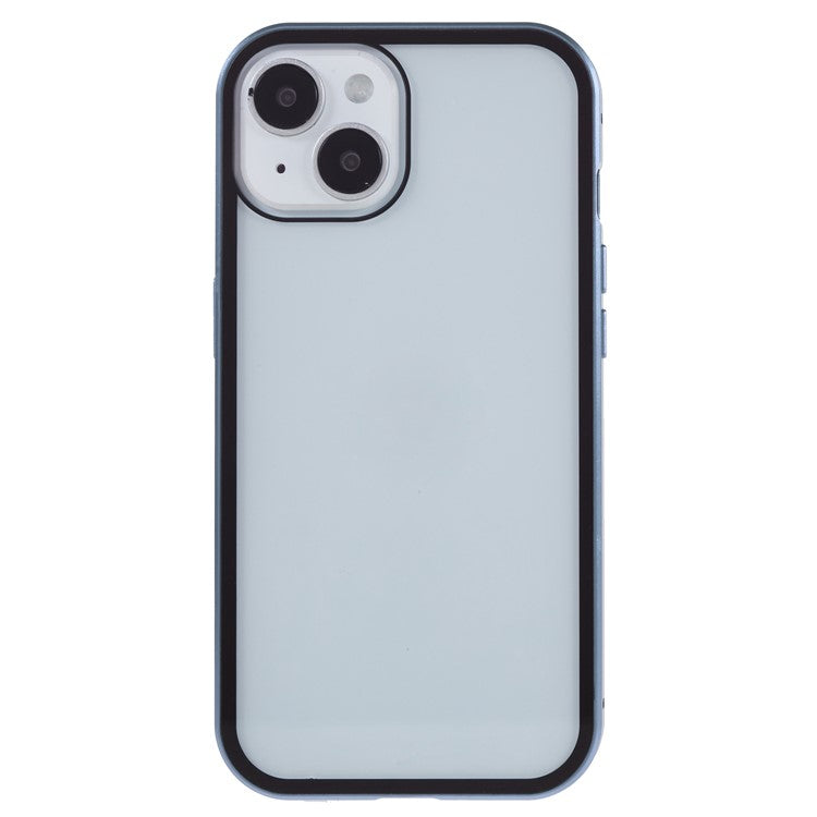 For iPhone 14 Anti-spy Phone Case Metal Frame + Double-sided Tempered Glass Magnetic Full Protection Cover - Baby Blue