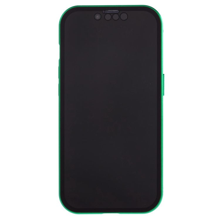 For iPhone 14 Plus Anti-spy Phone Case Magnetic Closure Metal Frame + Double-sided Tempered Glass Full Coverage Drop-proof Cover - Green
