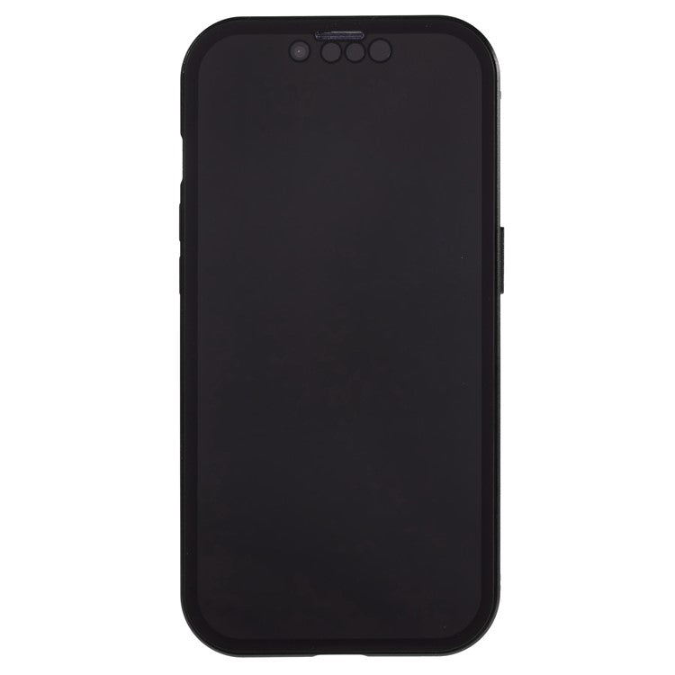 For iPhone 14 Plus Anti-spy Phone Case Magnetic Closure Metal Frame + Double-sided Tempered Glass Full Coverage Drop-proof Cover - Black