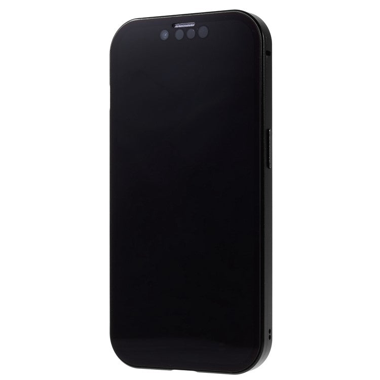 For iPhone 14 Plus Anti-spy Phone Case Magnetic Closure Metal Frame + Double-sided Tempered Glass Full Coverage Drop-proof Cover - Black
