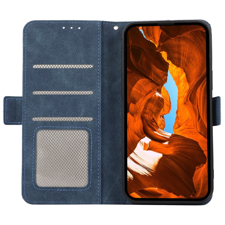 ABEEL For Motorola Edge 60 Fusion 5G Case PU Leather Folio Stand View RFID Blocking Phone Cover - Blue