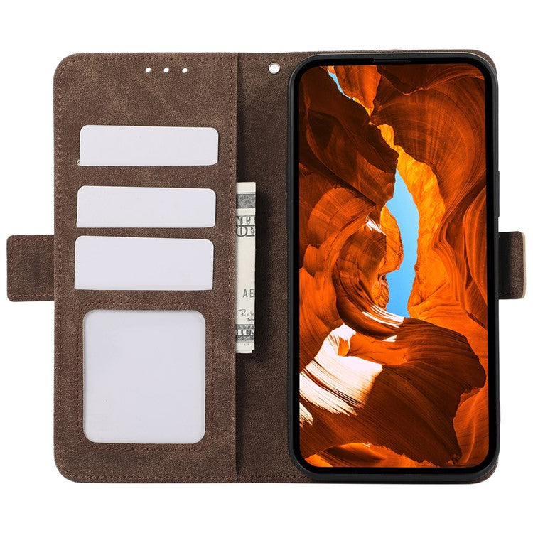 ABEEL For Motorola Edge 60 Fusion 5G Case PU Leather Folio Stand View RFID Blocking Phone Cover - Brown