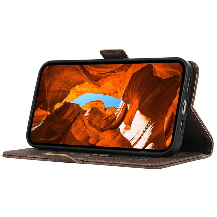 ABEEL For Motorola Edge 60 Fusion 5G Case PU Leather Folio Stand View RFID Blocking Phone Cover - Brown