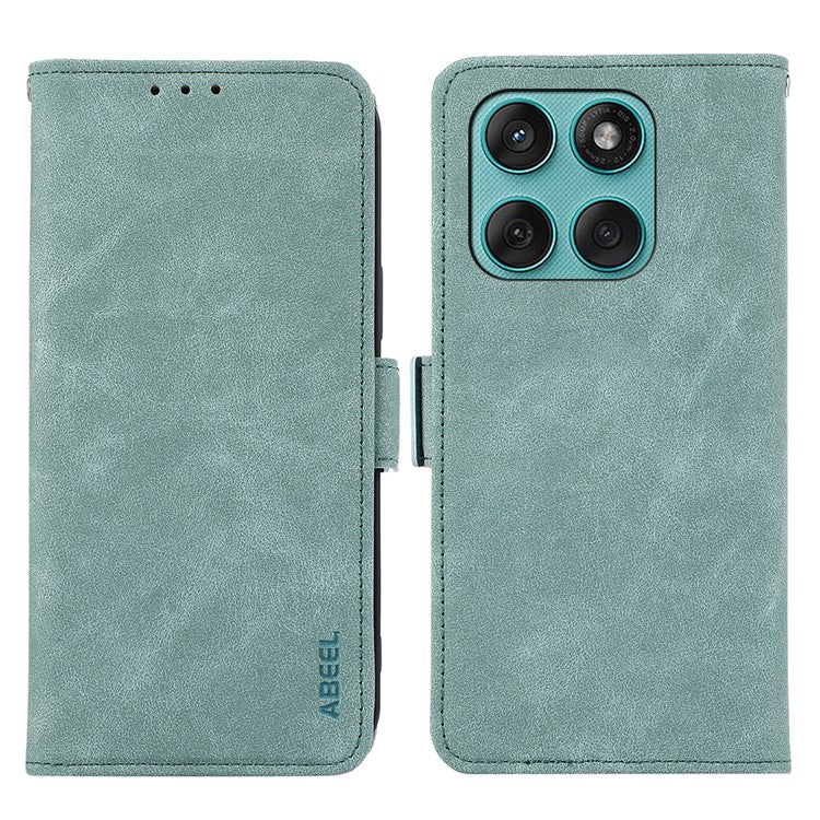 ABEEL For Motorola Edge 60 Fusion 5G Case PU Leather Folio Stand View RFID Blocking Phone Cover - Baby Blue
