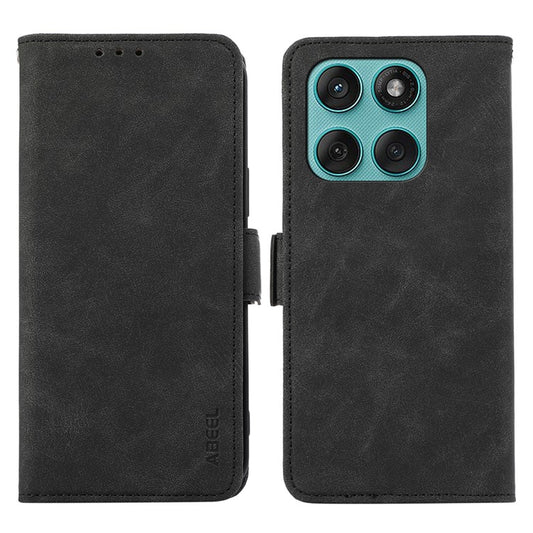 ABEEL For Motorola Edge 60 Fusion 5G Case PU Leather Folio Stand View RFID Blocking Phone Cover - Black