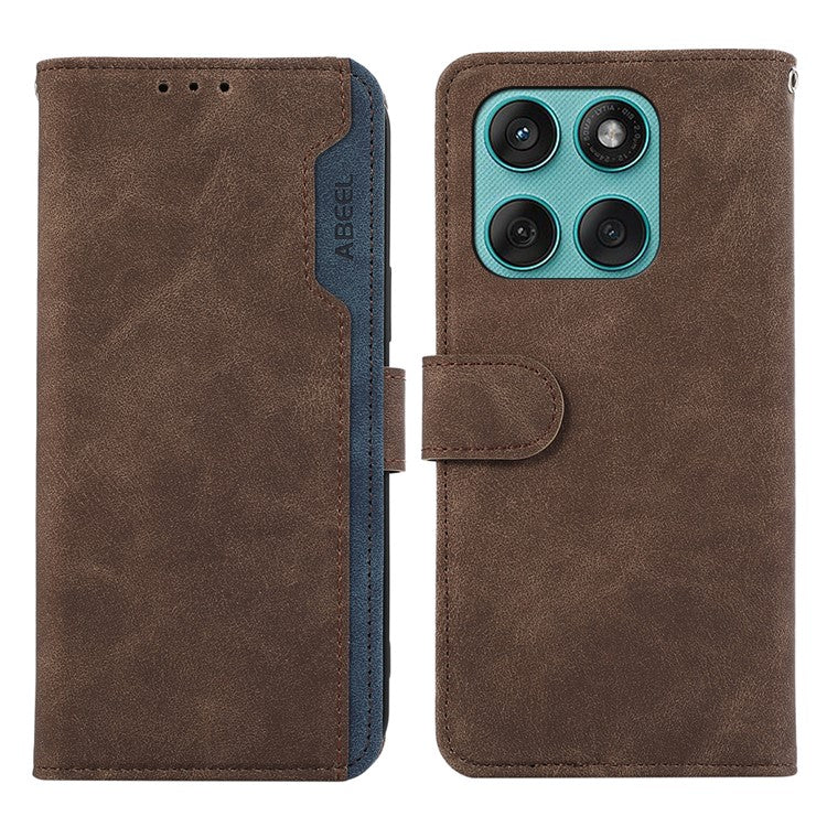 ABEEL For Motorola Edge 60 Fusion 5G Case Color Splicing Leather Flip Phone Cover RFID Blocking - Brown