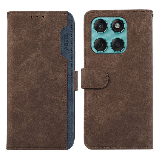 ABEEL For Motorola Edge 60 Fusion 5G Case Color Splicing Leather Flip Phone Cover RFID Blocking - Brown