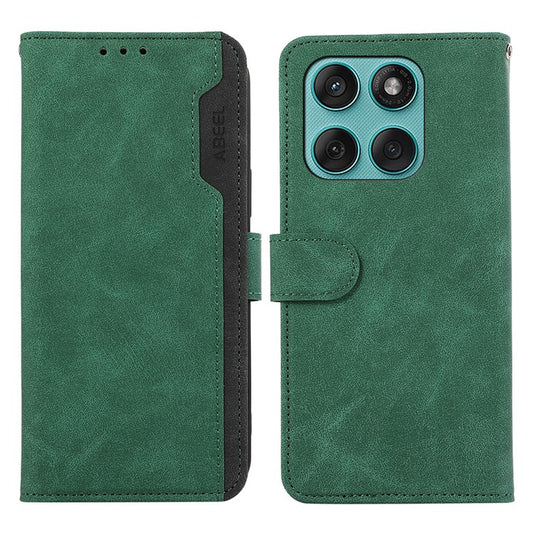 ABEEL For Motorola Edge 60 Fusion 5G Case Color Splicing Leather Flip Phone Cover RFID Blocking - Green