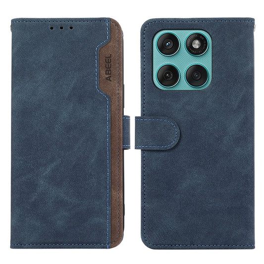 ABEEL For Motorola Edge 60 Fusion 5G Case Color Splicing Leather Flip Phone Cover RFID Blocking - Blue