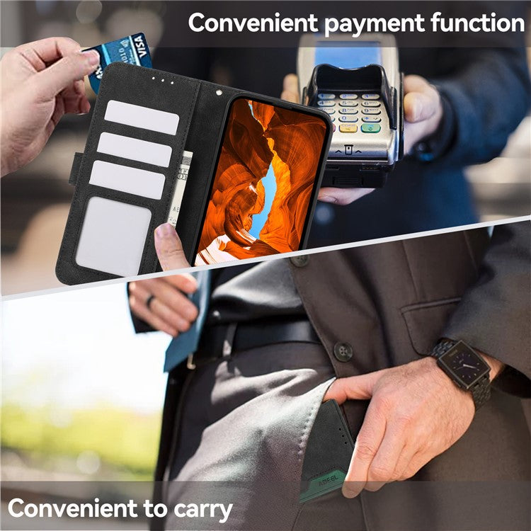 ABEEL For Motorola Edge 60 Fusion 5G Case Color Splicing Leather Flip Phone Cover RFID Blocking - Black