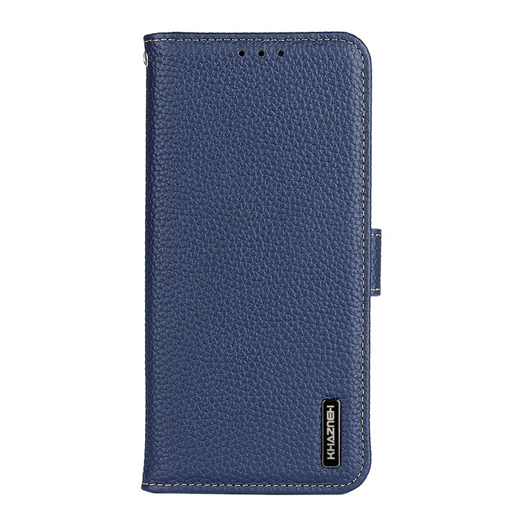 KHAZNEH For Motorola Edge 60 Fusion 5G Case Genuine Cow Leather Flip Phone Cover - Blue