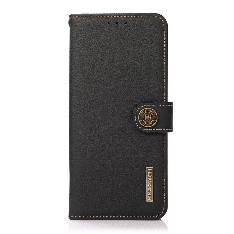 KHAZNEH for Motorola Edge 60 Fusion 5G Case Genuine Cow Leather Wallet Phone Cover - Black