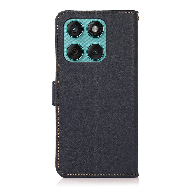 KHAZNEH for Motorola Edge 60 Fusion 5G Case Genuine Cow Leather Wallet Phone Cover - Blue
