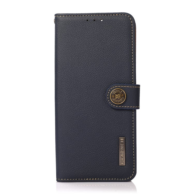 KHAZNEH for Motorola Edge 60 Fusion 5G Case Genuine Cow Leather Wallet Phone Cover - Blue
