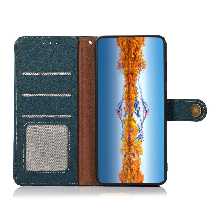 KHAZNEH for Motorola Edge 60 Fusion 5G Case Genuine Cow Leather Wallet Phone Cover - Green