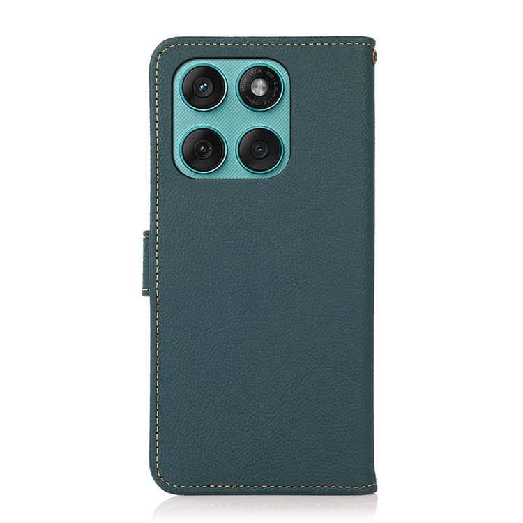 KHAZNEH for Motorola Edge 60 Fusion 5G Case Genuine Cow Leather Wallet Phone Cover - Green