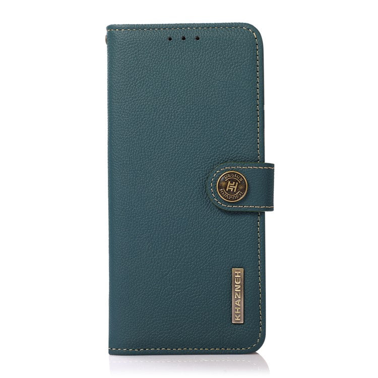 KHAZNEH for Motorola Edge 60 Fusion 5G Case Genuine Cow Leather Wallet Phone Cover - Green