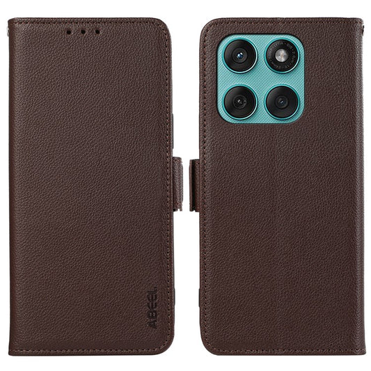 ABEEL For Motorola Edge 60 Fusion 5G Case Litchi Texture Leather RFID Blocking Phone Cover - Brown