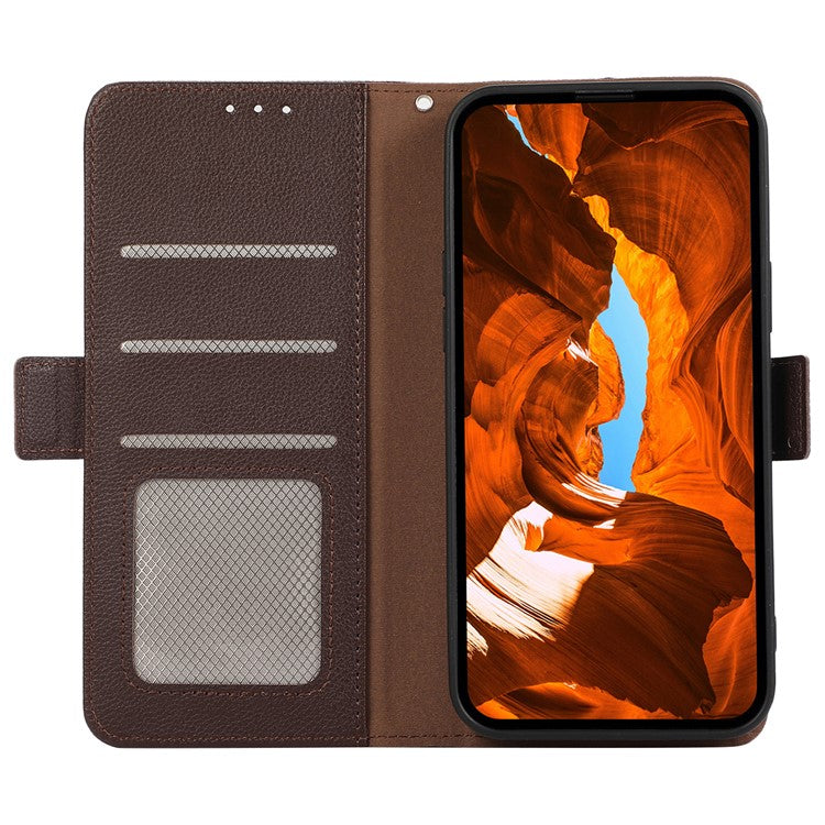 ABEEL For Motorola Edge 60 Fusion 5G Case Litchi Texture Leather RFID Blocking Phone Cover - Brown