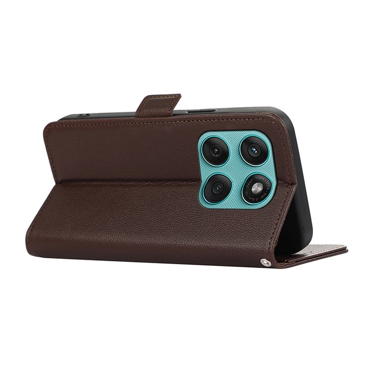 ABEEL For Motorola Edge 60 Fusion 5G Case Litchi Texture Leather RFID Blocking Phone Cover - Brown