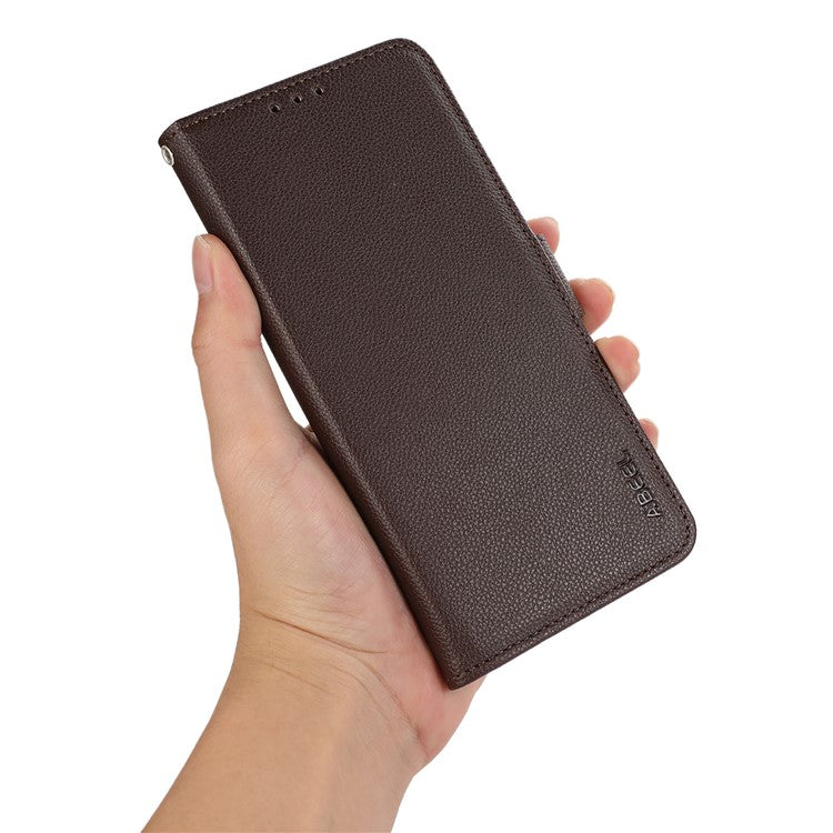 ABEEL For Motorola Edge 60 Fusion 5G Case Litchi Texture Leather RFID Blocking Phone Cover - Brown