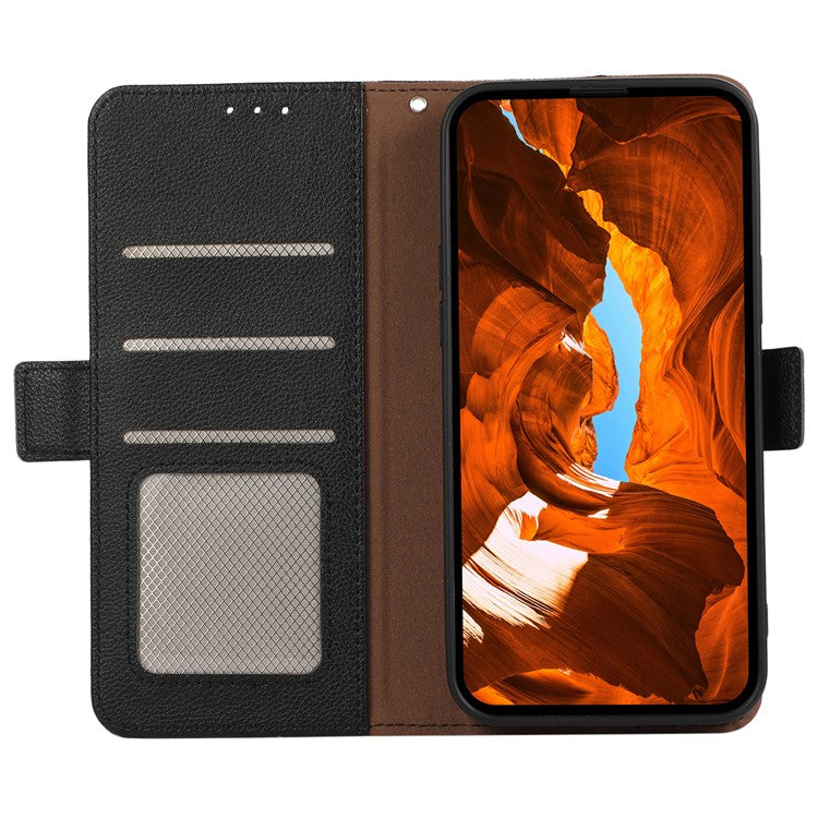 ABEEL For Motorola Edge 60 Fusion 5G Case Litchi Texture Leather RFID Blocking Phone Cover - Black