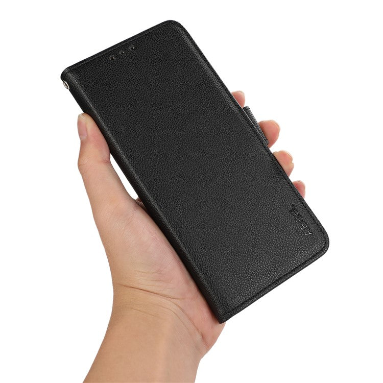 ABEEL For Motorola Edge 60 Fusion 5G Case Litchi Texture Leather RFID Blocking Phone Cover - Black