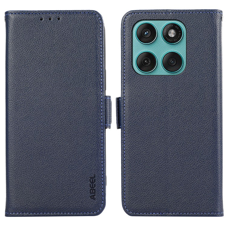 ABEEL For Motorola Edge 60 Fusion 5G Case Litchi Texture Leather RFID Blocking Phone Cover - Blue
