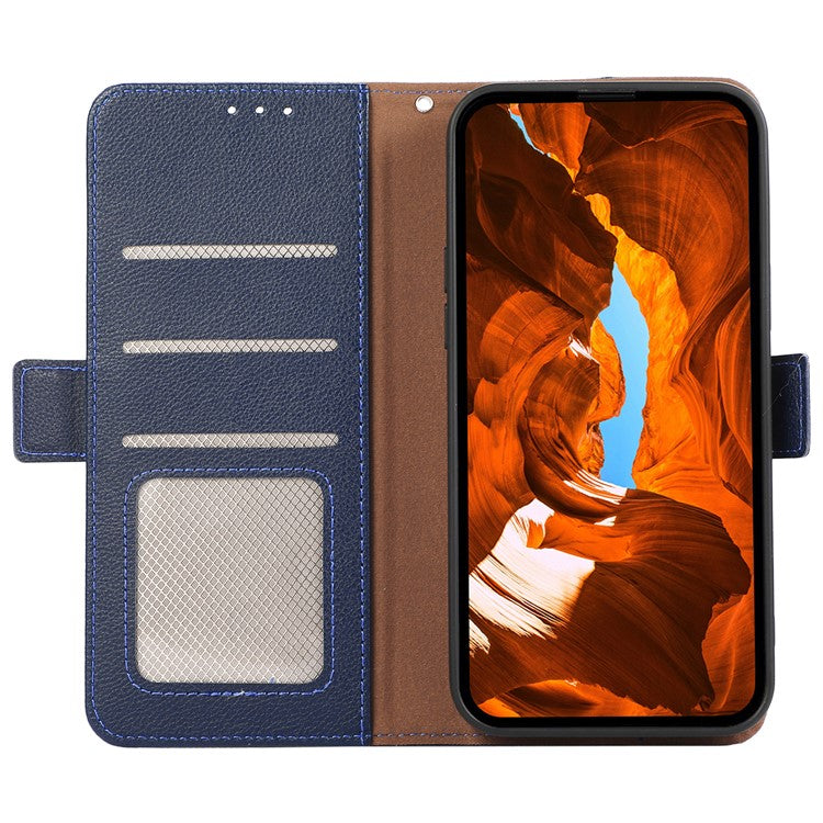 ABEEL For Motorola Edge 60 Fusion 5G Case Litchi Texture Leather RFID Blocking Phone Cover - Blue