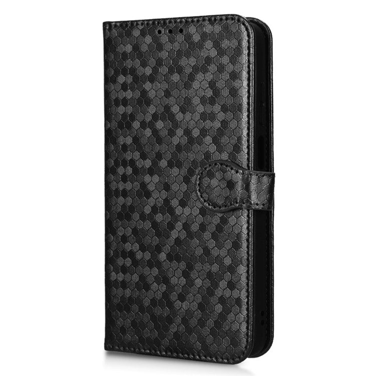 Cell Phone Cover For Motorola Moto E22i 4G / E22 4G Dot Pattern Imprinted Flip Wallet Case Magnetic PU Leather Stand Phone Shell with Strap - Black
