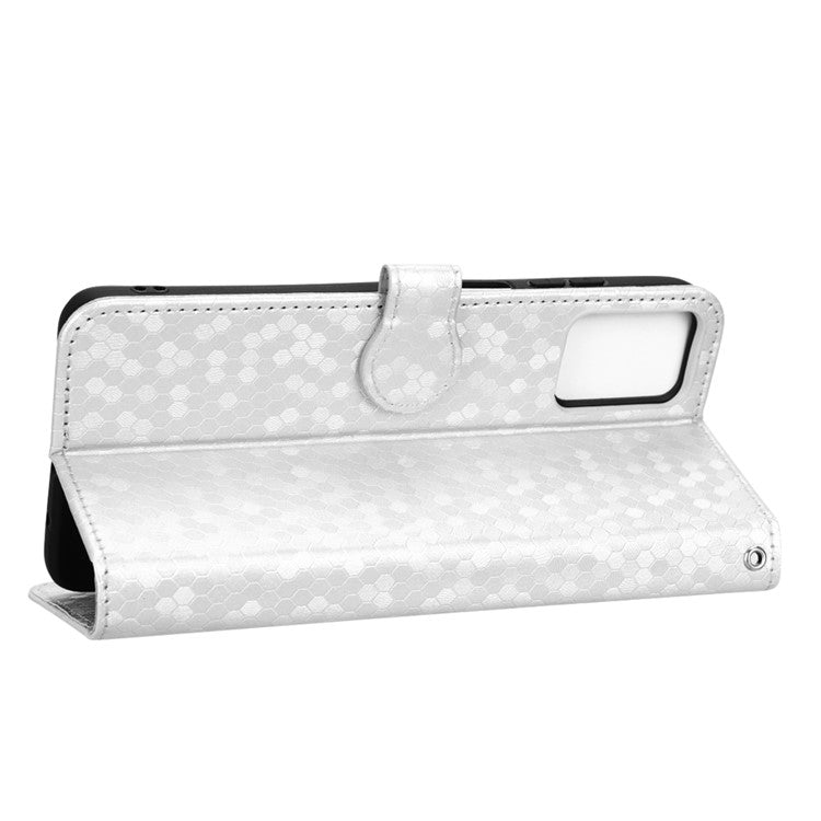 Cell Phone Cover For Motorola Moto E22i 4G / E22 4G Dot Pattern Imprinted Flip Wallet Case Magnetic PU Leather Stand Phone Shell with Strap - Silver