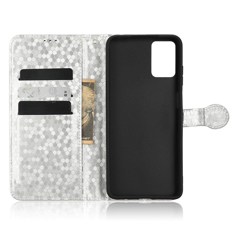 Cell Phone Cover For Motorola Moto E22i 4G / E22 4G Dot Pattern Imprinted Flip Wallet Case Magnetic PU Leather Stand Phone Shell with Strap - Silver