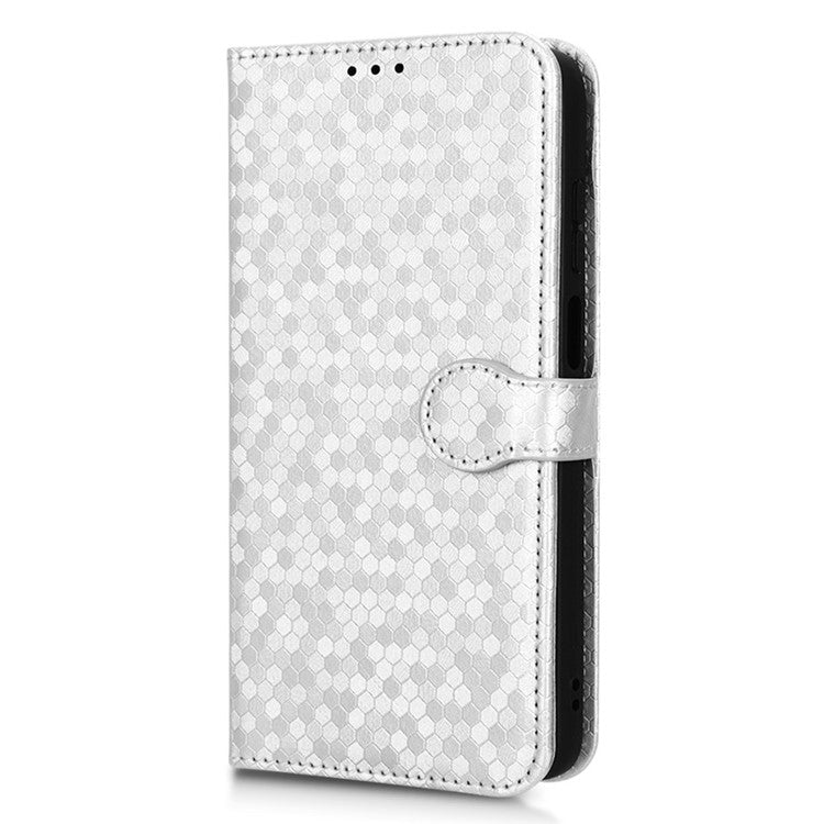 Cell Phone Cover For Motorola Moto E22i 4G / E22 4G Dot Pattern Imprinted Flip Wallet Case Magnetic PU Leather Stand Phone Shell with Strap - Silver